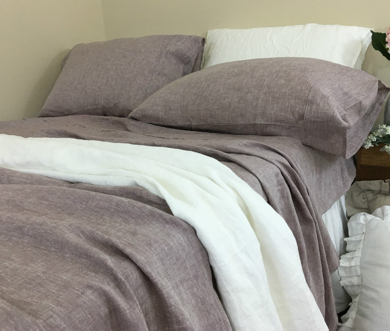 Faded appeal of broken-in vintage chambray bed sheets
 
