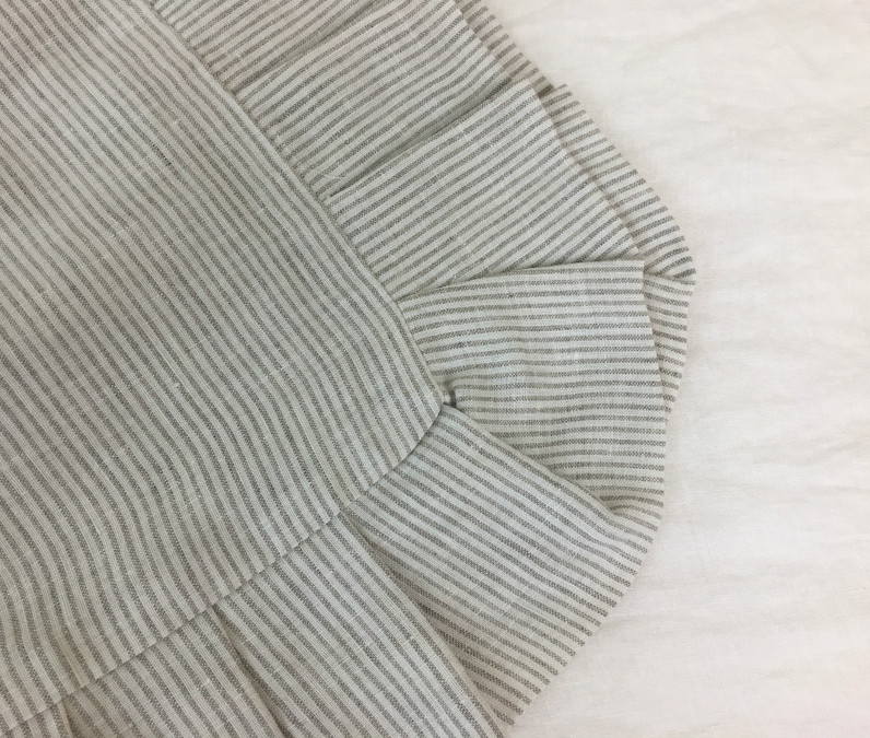 Linen Ticking Striped Euro Sham Cover with Pleated Ruffles