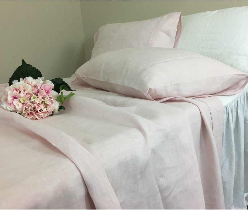 blush pink silk sheets
