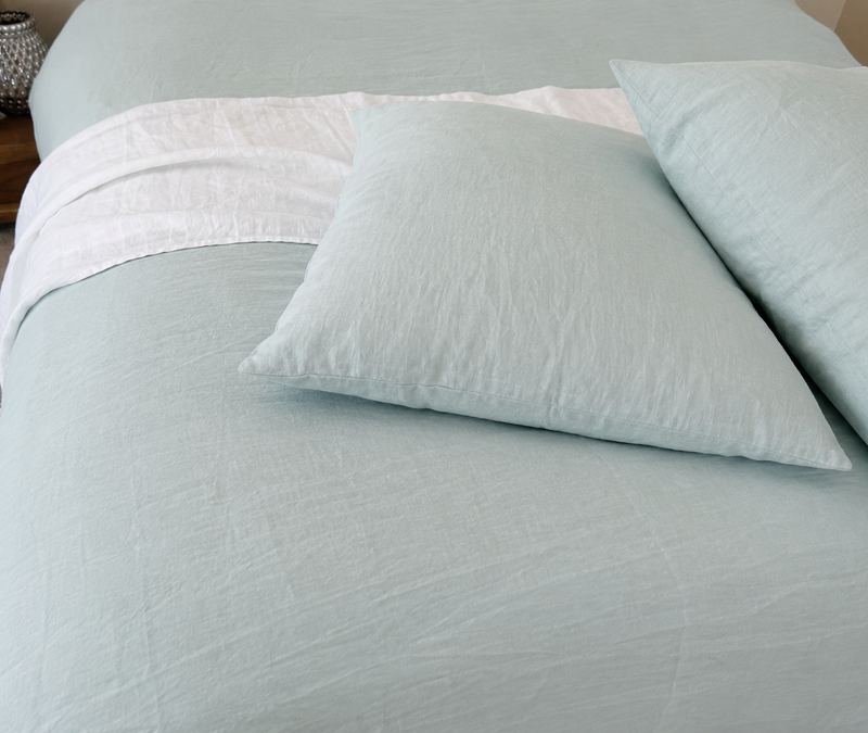 Mist ocean duvet cover in natural linen