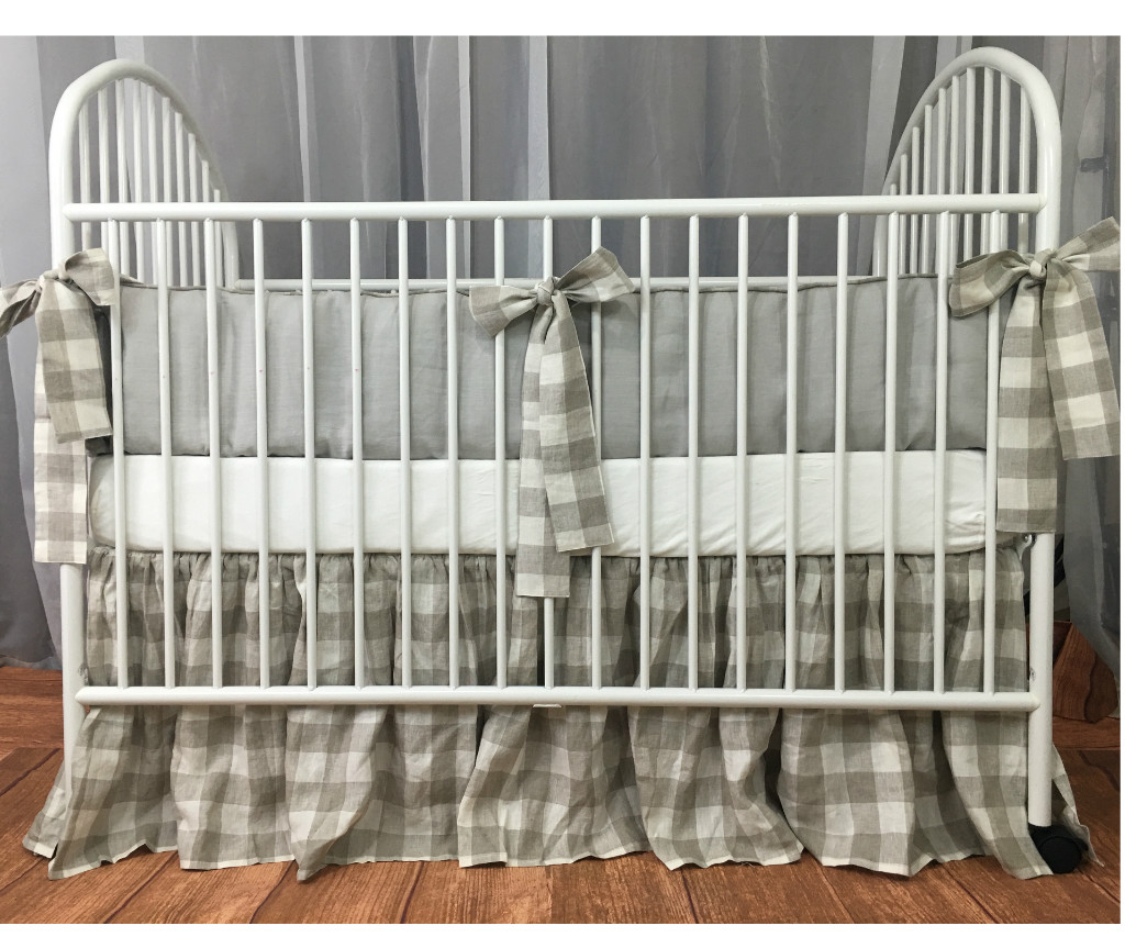 Blue Buffalo Grey Buffalo Plaid Crib Skirt Crib Bumper Blue Buffalo