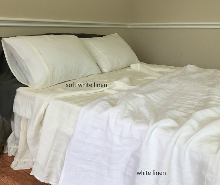 Unbleached Soft White Linen Sheets - Medium Weight | Handcrafted by  Superior Custom Linens