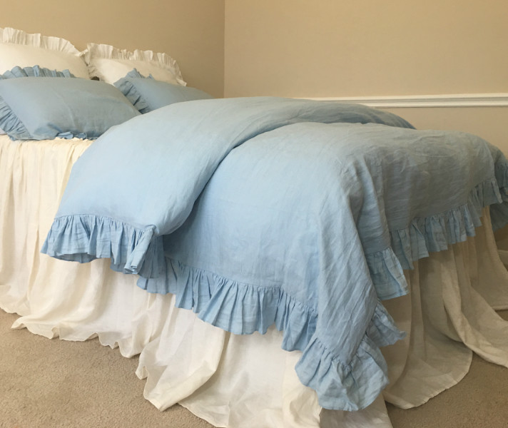 Self Ruffled Duvet Covers, Handmade in Natural Linen