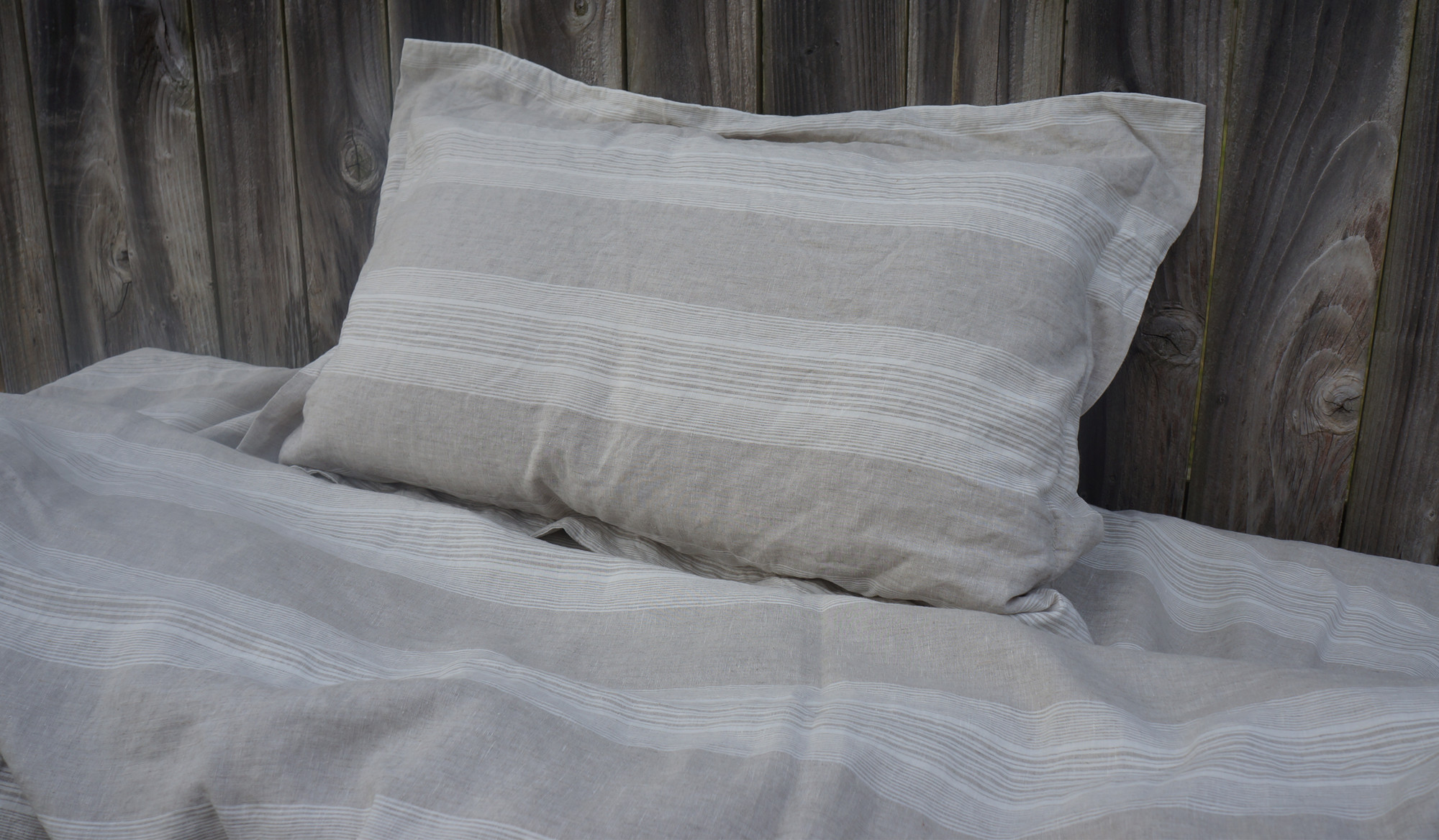 Striped Duvet Cover, Handmade in Natural Linen - Superior Custom Linens
