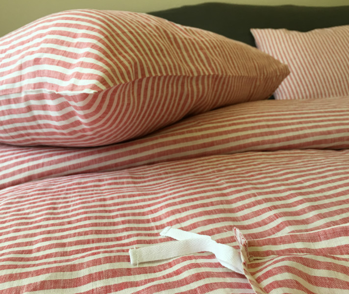 Striped Duvet Cover, Handmade in Natural Linen Superior Custom Linens