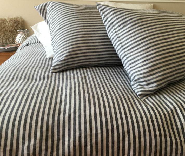 Striped Duvet Cover Handmade In Natural Linen Superior Custom
