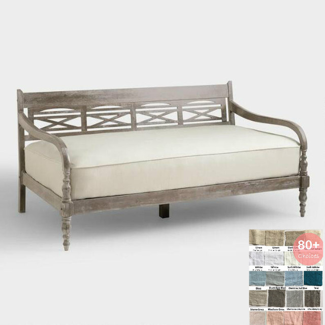 Natural Linen Daybed Slipcover, Upholstered Daybed fitted mattress
