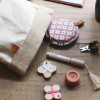 Tape Measure with Yuzen Leather Cover - Cohana - Grey