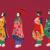 Cotton 'Geisha' fabric , Plum (KTS2479E)