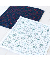 Flower Pattern Sashiko Sampler - Indigo - H-2141
