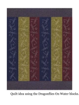 Dragonflies on Water - Cocoa Rose, pre-stencilled fabric for sashiko - BBSP6-DF2006