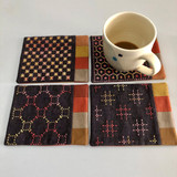 Sashiko Reversible Mug Mats & Placemat Kit SKPM-0331 (Grape Colour)