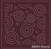 Water Ripples - Red, pre-stencilled fabric for sashiko - BBSP6-W2003 Water Ripples - Red, pre-stencilled fabric for sashiko - BBSP6-W2003