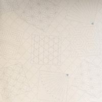 Stencilled Sashiko Fabric Panel - Medley - Ecru SSF-104C Stencilled Sashiko Fabric Panel - Medley - Ecru SSF-104C