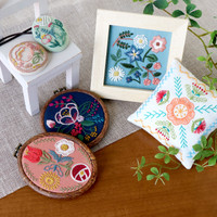 Garden Party Floral Embroidery Kit -  Pink - GP-K8