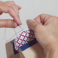Tape Measure with Yuzen Leather Cover - Cohana -Yellow