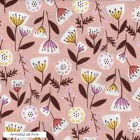 Image of printed cotton in pink, white and burgundy.  Width: 110cm. Composition: 100% cotton Image of printed cotton in pink, white and burgundy.  Width: 110cm. Composition: 100% cotton