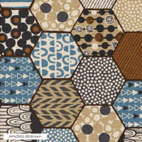 Image of printed 'canvas in patchwork style brown. Width: 110cm. Composition: 85% cotton, 15% linen