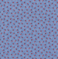 Printed Cotton Fabric Floral Small Roses on Blue PB12285S-F