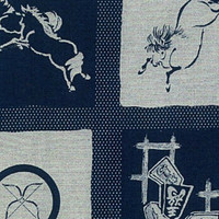 Takumi Printed Cotton Fabric Indigo Panel - Year of the Horse 13N-5B Takumi Printed Cotton Fabric Indigo Panel - Year of the Horse 13N-5B