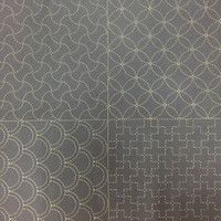 Stencilled Sashiko Sampler Panel Black