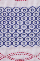 One Stitch Sashiko Sampler With Weaving Hemp Flowers and Bundled Coins   H-1045