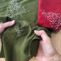 Sashiko Christmas Tree Stitching Red and Green 