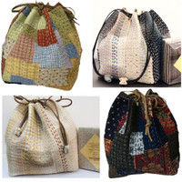 Downloadable Boro Inspired Kinchaku Bag Pattern Downloadable Boro Inspired Kinchaku Bag Pattern