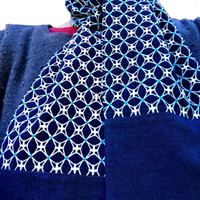 Sashiko Woven Scarf Ajisai Flower Kit - Navy only Sashiko Woven Scarf Ajisai Flower Kit - Navy only