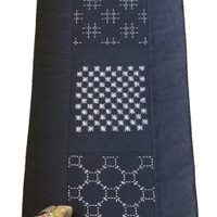 Sashiko Table Runner Kit - Navy Blue Treasures Full Kit : STKST- NB0120FK Sashiko Table Runner Kit - Navy Blue Treasures Full Kit : STKST- NB0120FK
