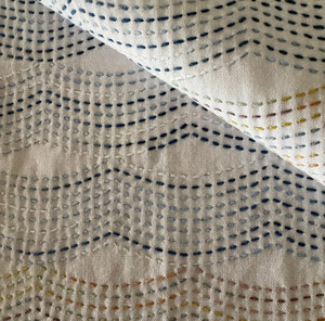 Sashiko sampler (hana-fukin) "Flow" White H-1117