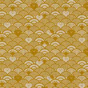 Wagara cats, Yellow, 100% cotton dobby