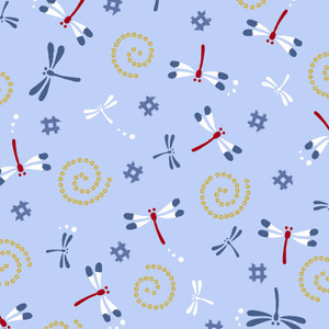 Blue Dragonflies, Seersucker, 100% cotton AP52111H-1B