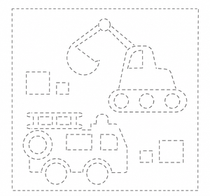 Sashiko Sampler Truck and Digger - Cream  H-6003