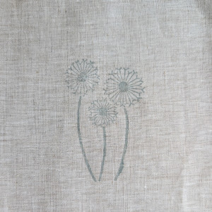 'Three Dandelions' Stamped on Natural Linen