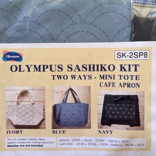 Olympus Sashiko Kit - 2 ways: Mini Tote or Cafe Apron (Asanoha, Hemp L –  2Quilters