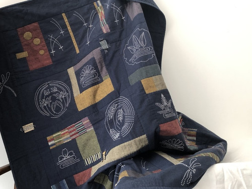 Sashiko Nature Quilt Kit blue