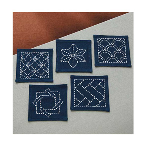 Sashiko Coaster Kit - Traditional Patterns - Navy - SK-223