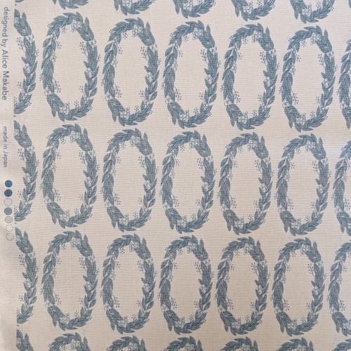 Wreath - Fabric designed by Alice Makabe - Blue/Cream