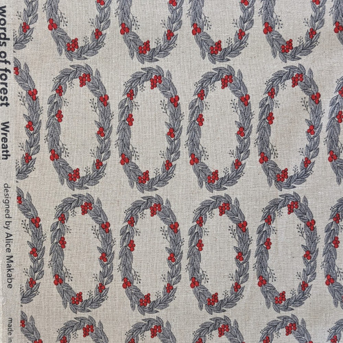 Wreath - Fabric designed by Alice Makabe - Red/Natural