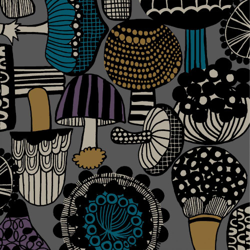Mushrooms on grey, printed canvas 100% cotton AP51901-2E