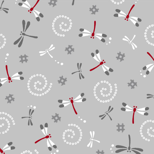 Grey Dragonflies, Seersucker, 100% cotton AP52111H-1C