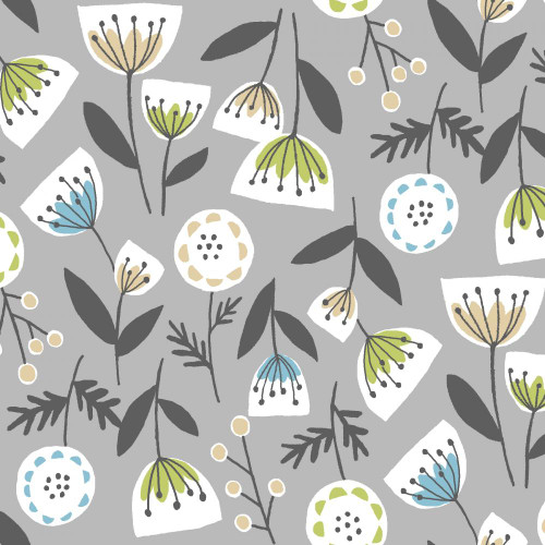 Cotton floral print fabric - gray AP45902-3E