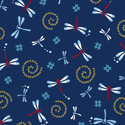 Navy Dragonflies, Seersucker, 100% cotton AP52111H-1D