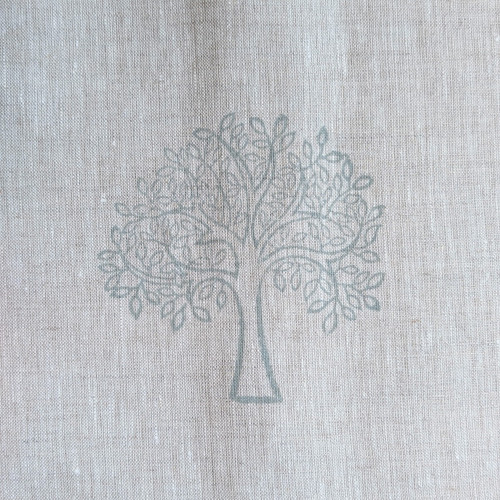 Shady Tree Stamped on Natural Linen
