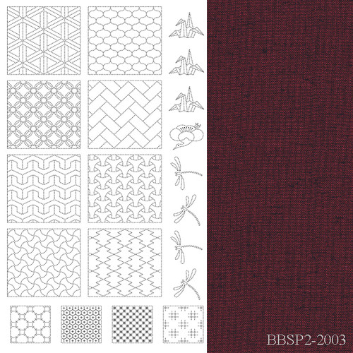 BeBe Bold Sashiko Panel #2  - Red - BBSP2-2003