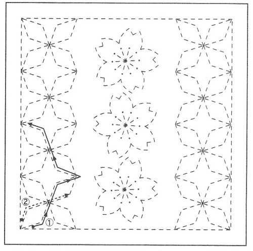 Sashiko Sampler Sakura Blossom and Angled Seven Treasures SS78/SS378