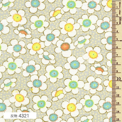 Printed Cotton Fabric Soleil Fall Blossom Grey F-4321