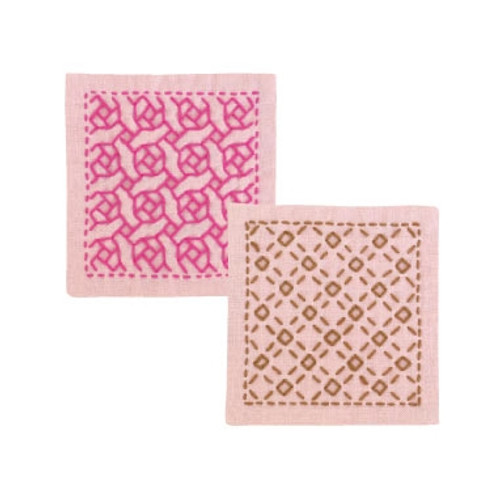Olympus Sashiko Kit  Coaster - Rose & Check SK-298