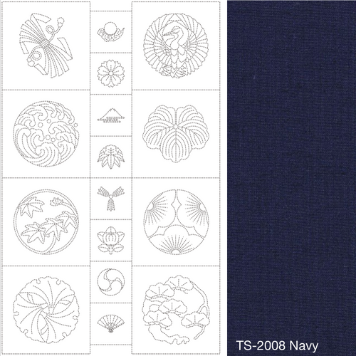 Olympus Sashiko Panel B "Mon Designs" Navy OLSP-B2008